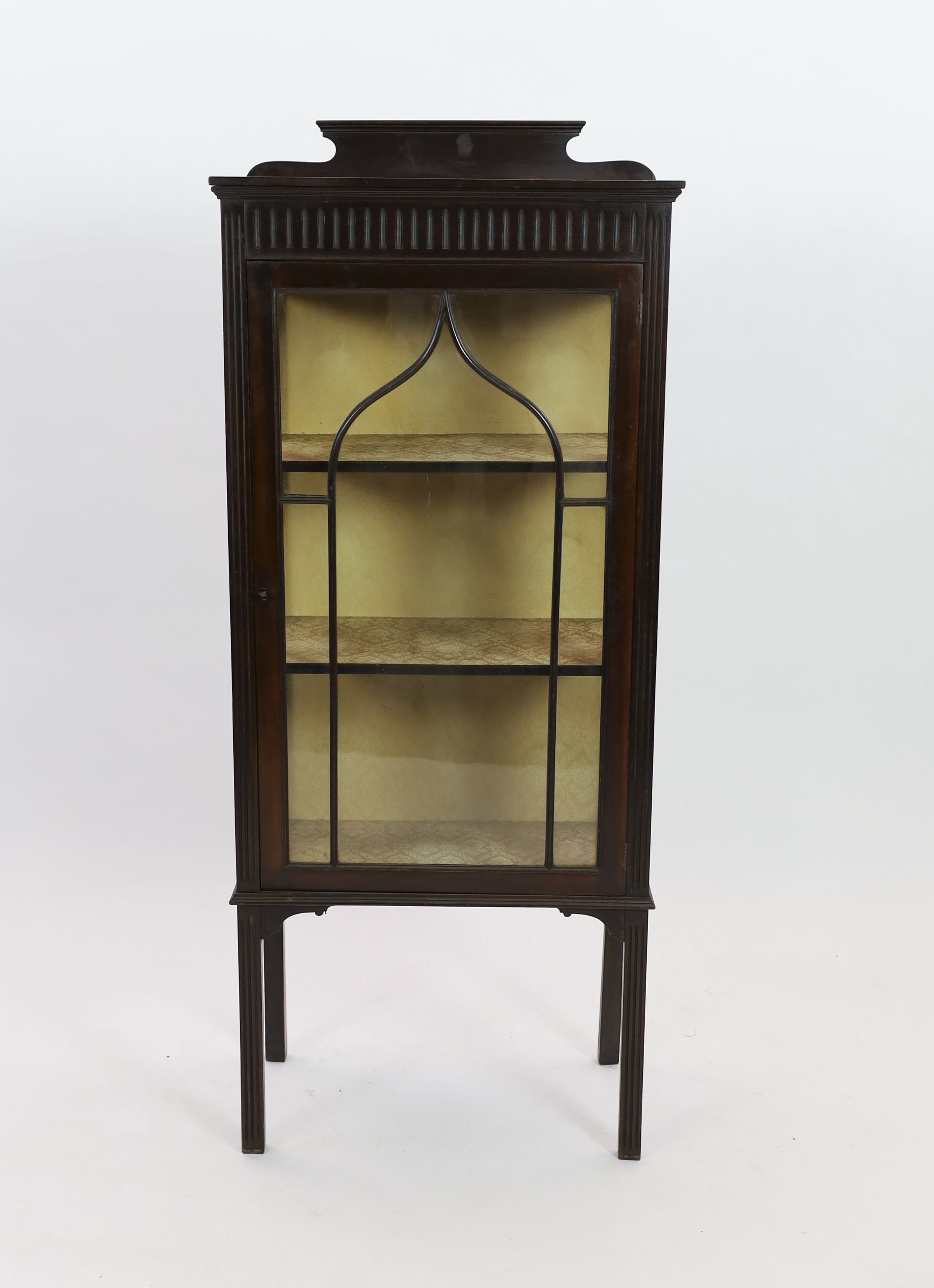 An Edwardian mahogany display cabinet, width 60cm depth 32cm height 146cm